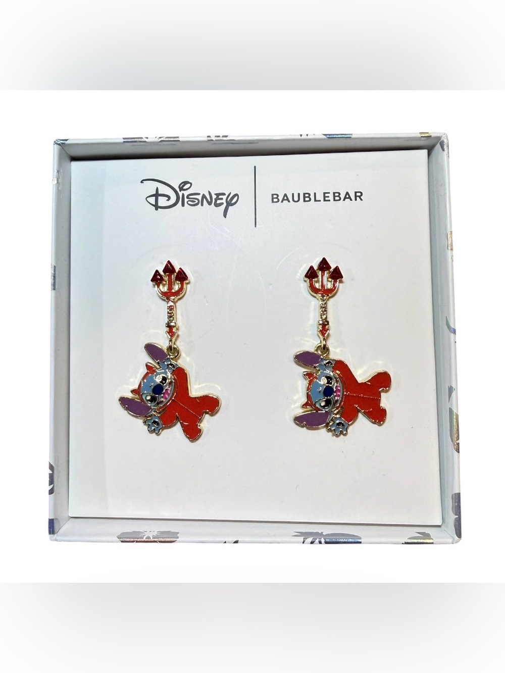 Disney x BaubleBar Stitch Devil Halloween Dangle Earrings NIB